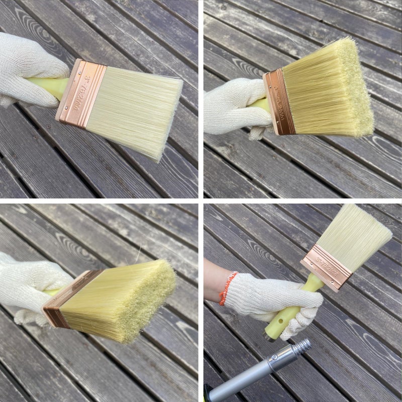 Greatandrew Great Andrew 3 Inch Deck Stain Brush, 2 Pack, Paint Brushes for Staining Wood Wall Fence, Lime Wash Paint Applicator, Handle Threaded for Extension Use, Home Repair Tools - Image 3